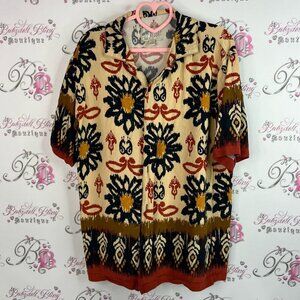 Urban Heritage resort button down Aztec Beige Black boho Button Down Shirt